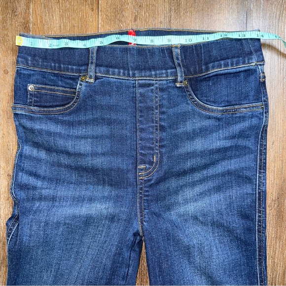 SPANX Flared Jeans Women's S 4/6 LONG TALL High Rise Dark Blue Jeans Pull On - Picture 4 of 9